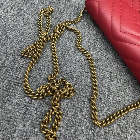 Gucci GG Marmont Super mini Flap Red Leather Shoulder Bag 750-060625 - Picture 11 of 16